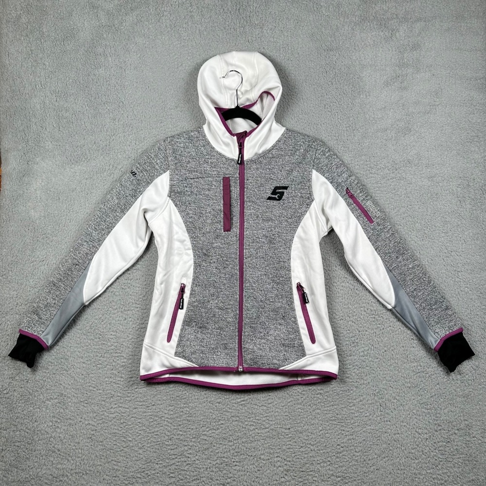 Snap-on Choko Womens Knitted Fleece Softshell Jacket Full Zip Hooded Gray Sz S